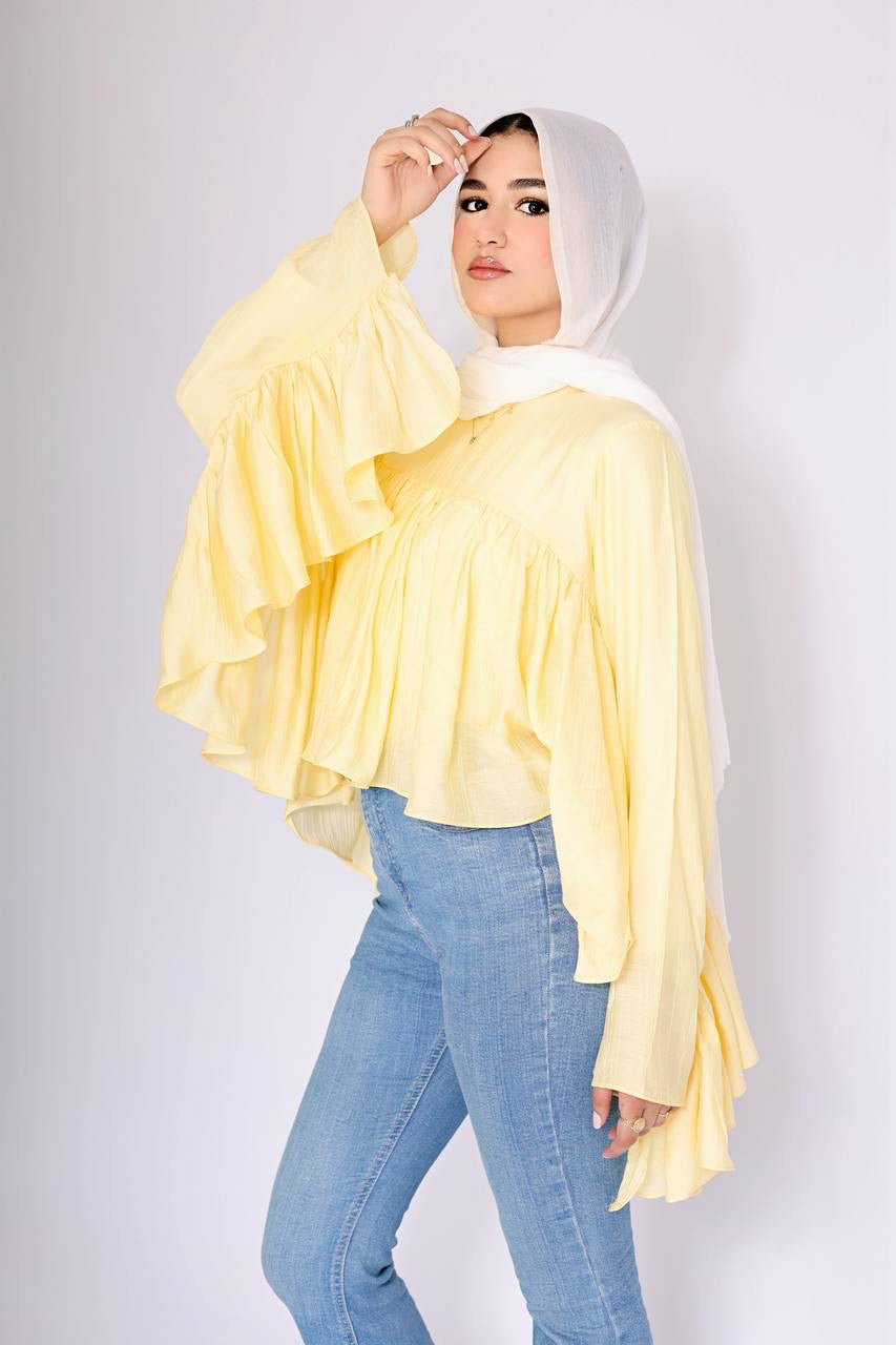 Yellow butterfly blouse