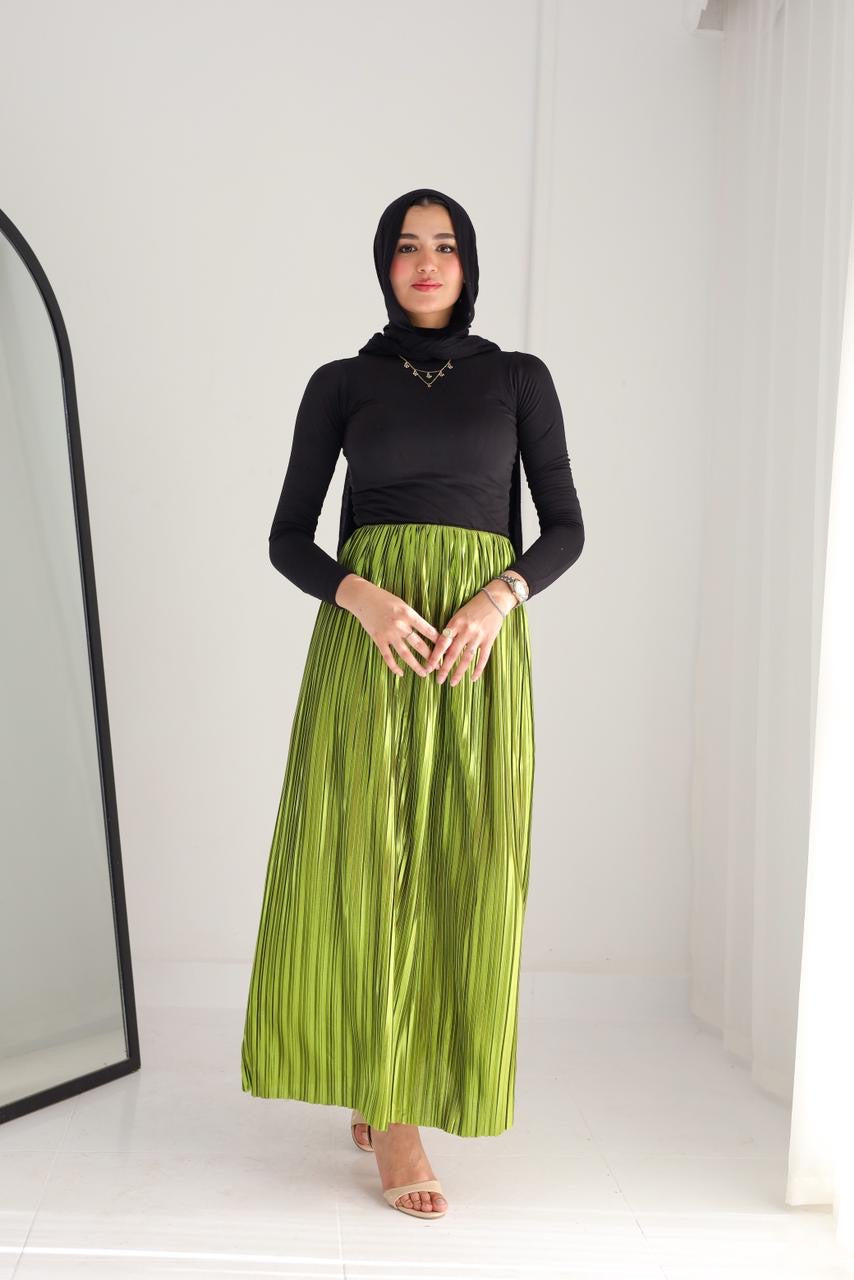 Mettalic lime green skirt