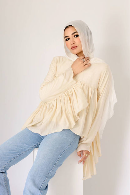 Creamy butterfly blouse