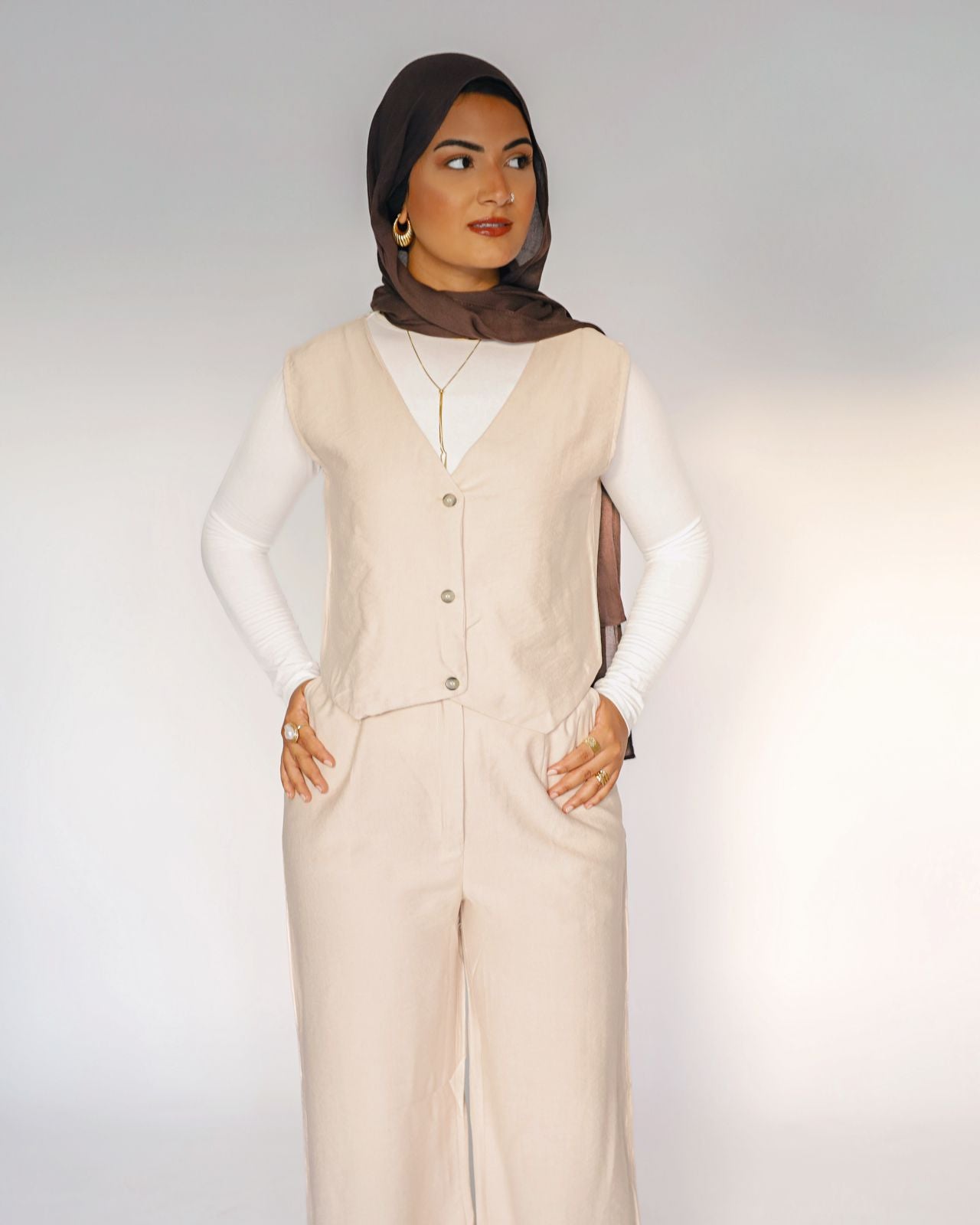 Beige linen suit