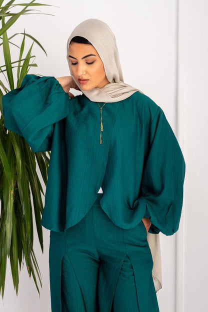 Emerald criss-cross set