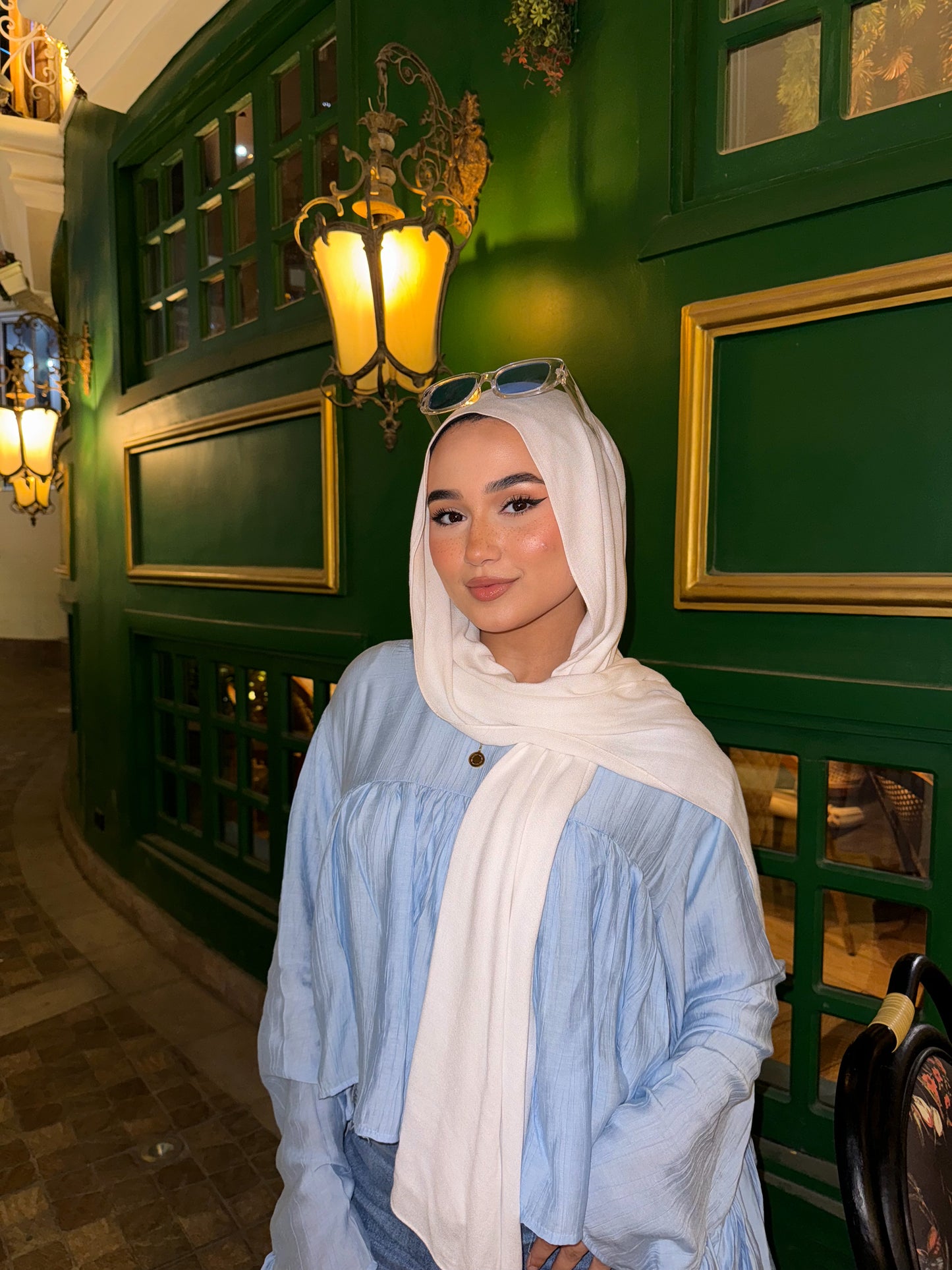 Baby blue butterfly blouse