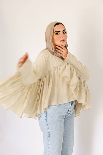 Beige butterfly blouse