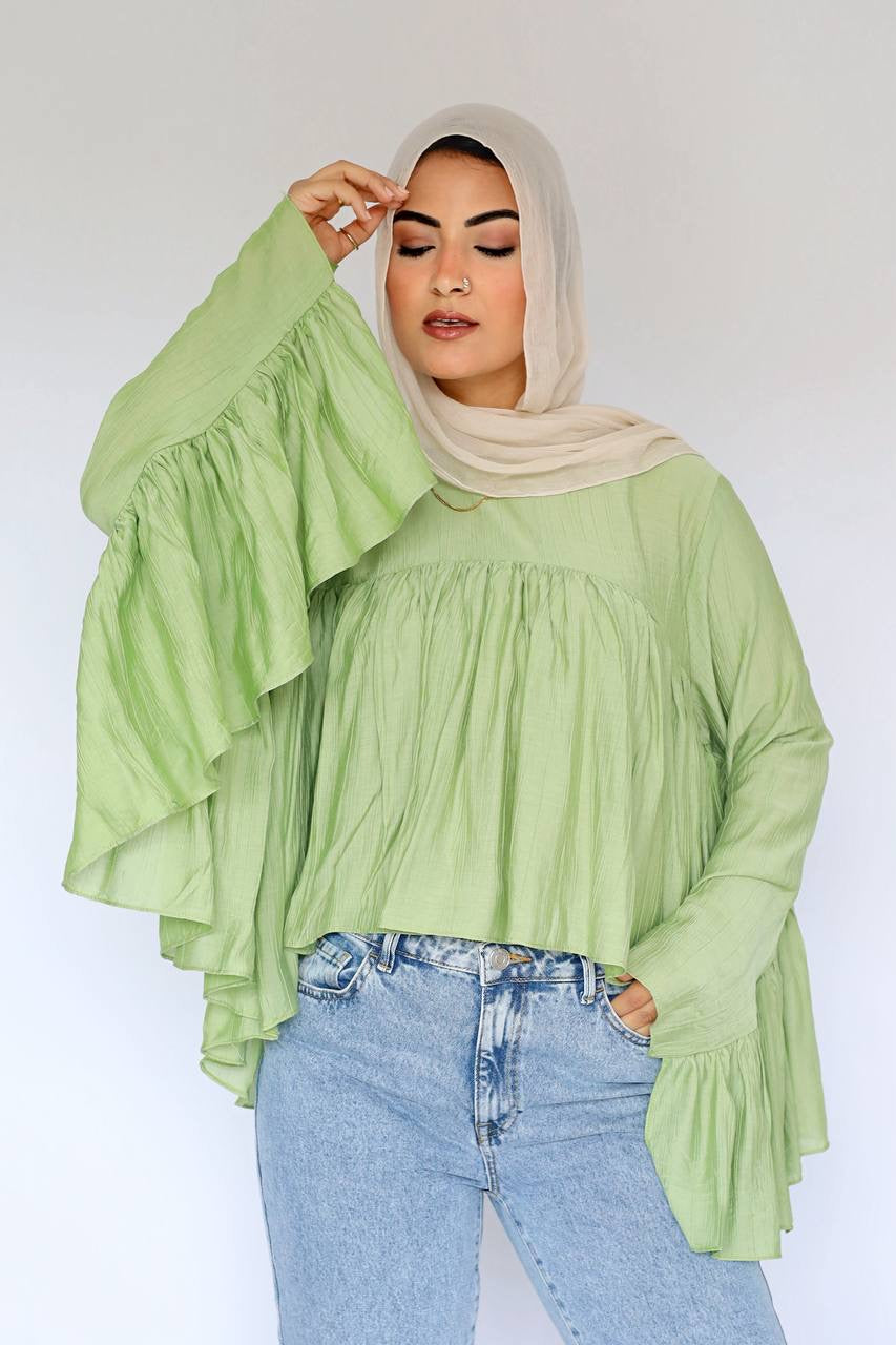 Pistachio butterfly blouse